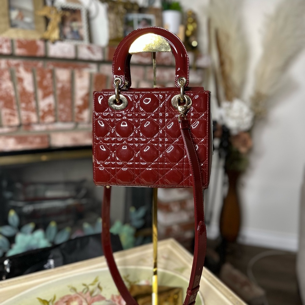 Christian Dior Lady Dior 24cm – Red Patent Leather – Gold Hardware - Picture 2 of 10